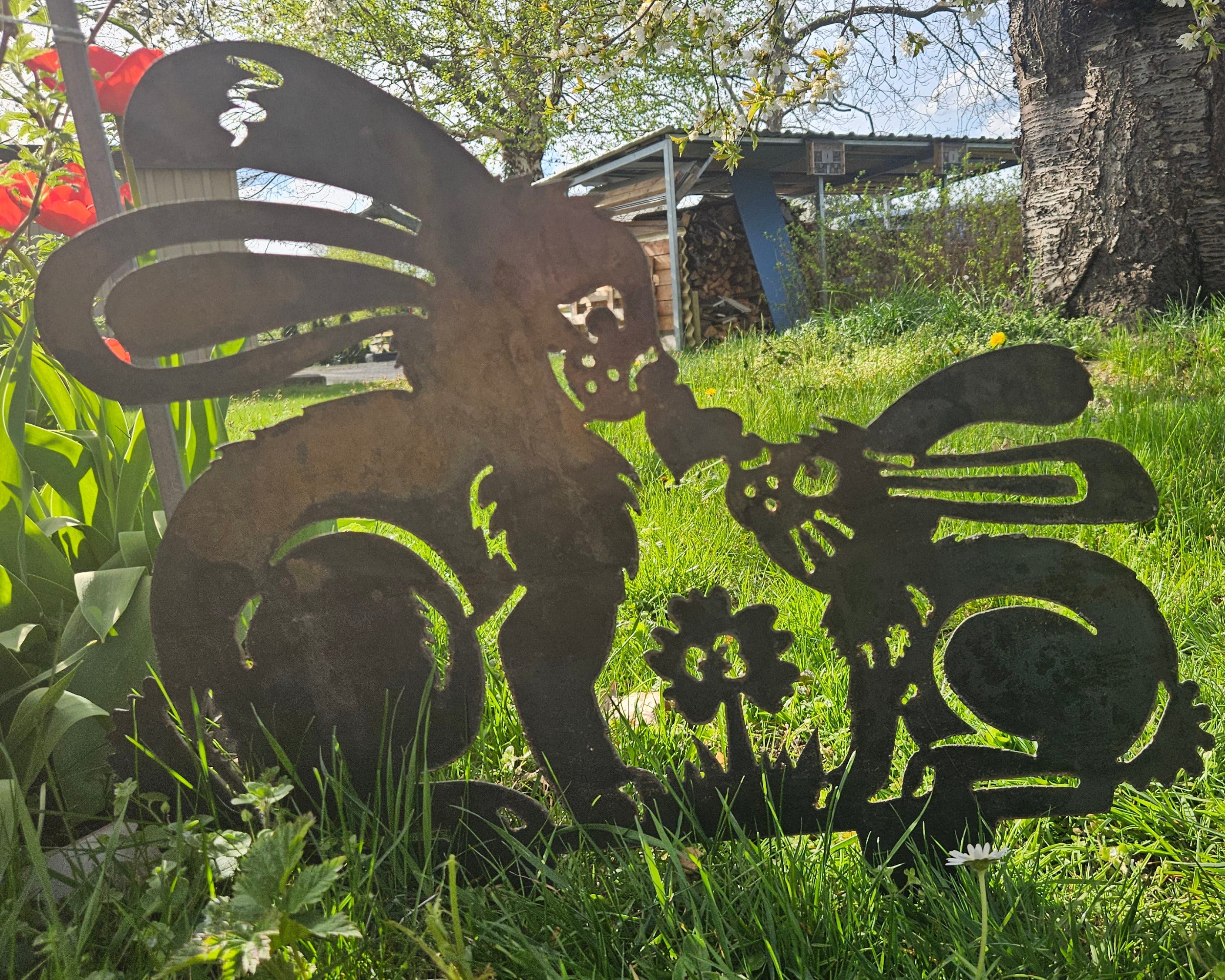 Gartenstecker "Osterhasen" - 2mm Cortenstahl (Edelrost)