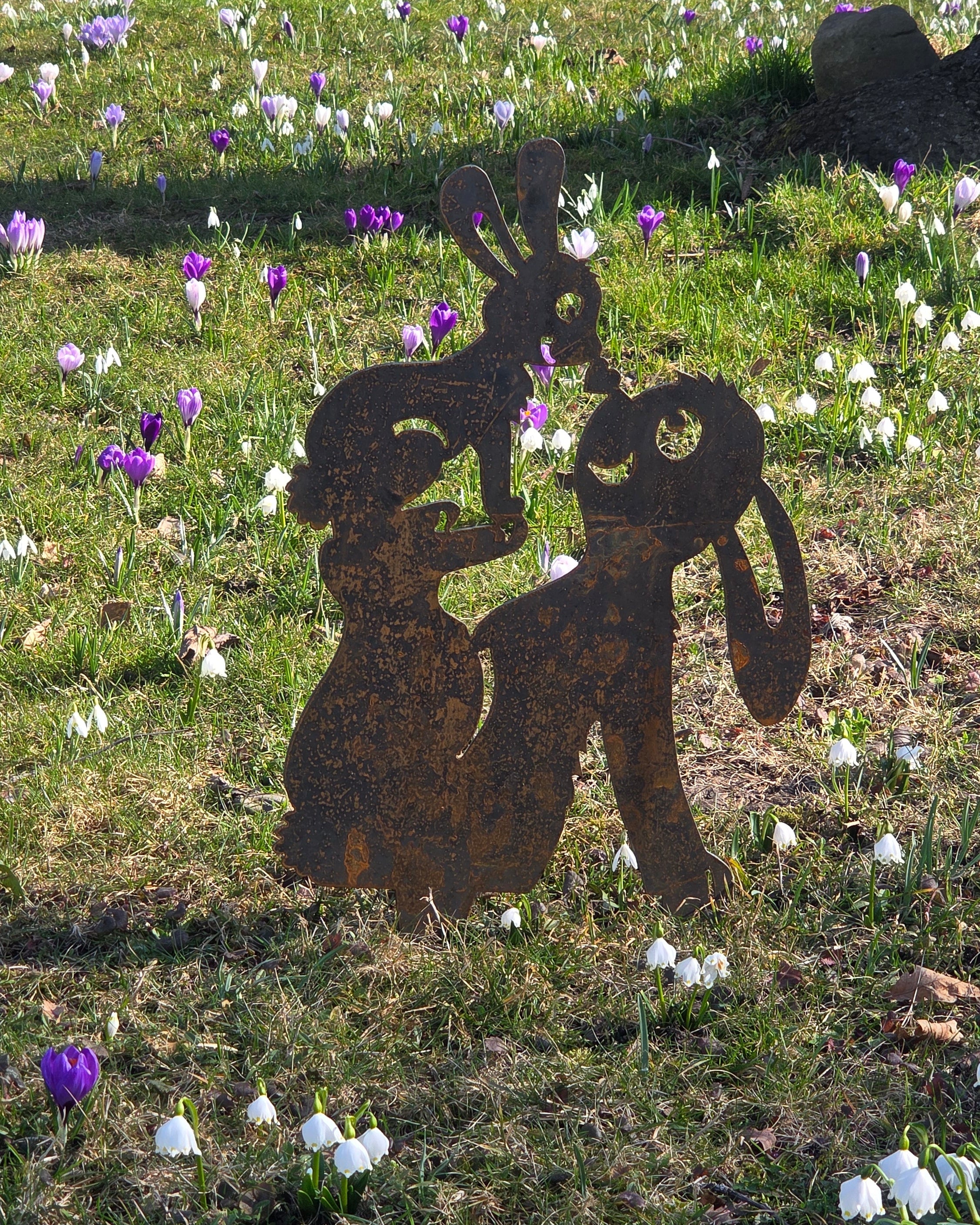 Gartenstecker "Hasenmama" - 2mm Cortenstahl (Edelrost)