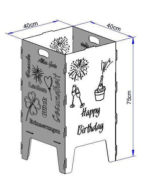 Feuertonne „Happy Birthday“