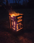 Feuertonne „Home sweet Home“ mit individuellem Namenmotiv