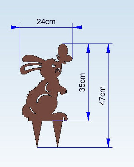 Gartenstecker "Osterhase mit Schmetterling" - 2mm Cortenstahl (Edelrost)