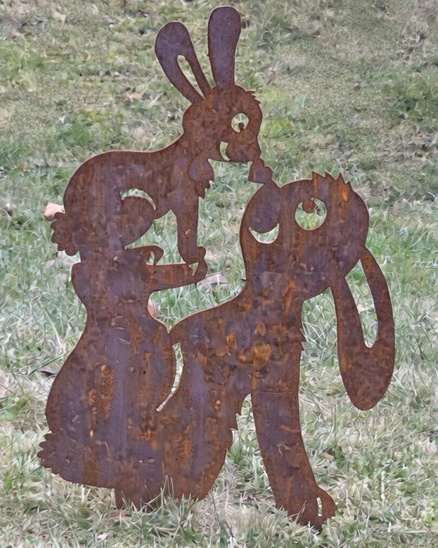 Gartenstecker "Hasenmama" - 2mm Cortenstahl (Edelrost)