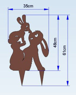 Gartenstecker "Hasenmama" - 2mm Cortenstahl (Edelrost)