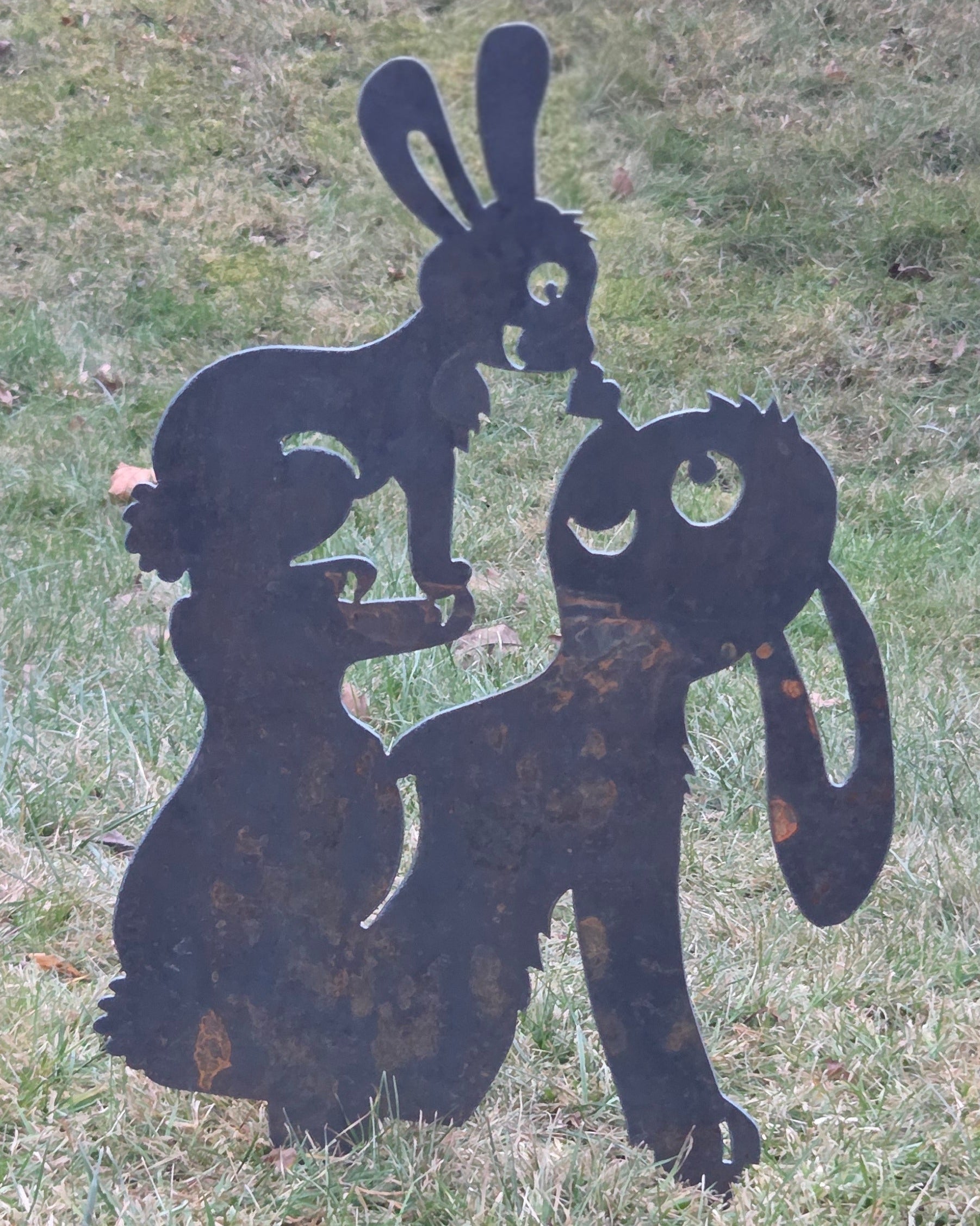 Gartenstecker "Hasenmama" - 2mm Cortenstahl (Edelrost)