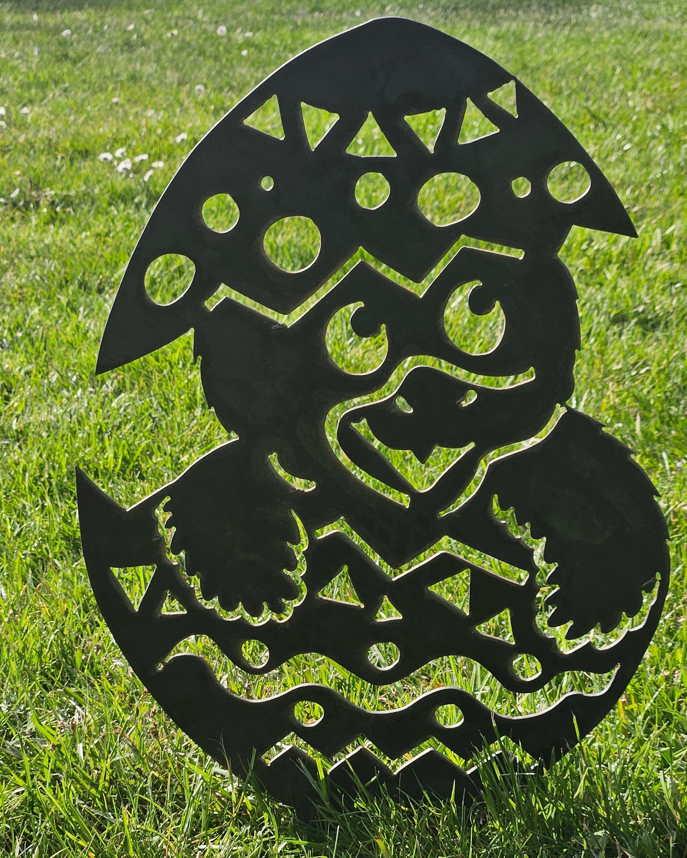 Gartenstecker "Kücken im Ei" - 2mm Cortenstahl (Edelrost)