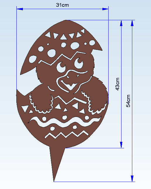 Gartenstecker "Kücken im Ei" - 2mm Cortenstahl (Edelrost)
